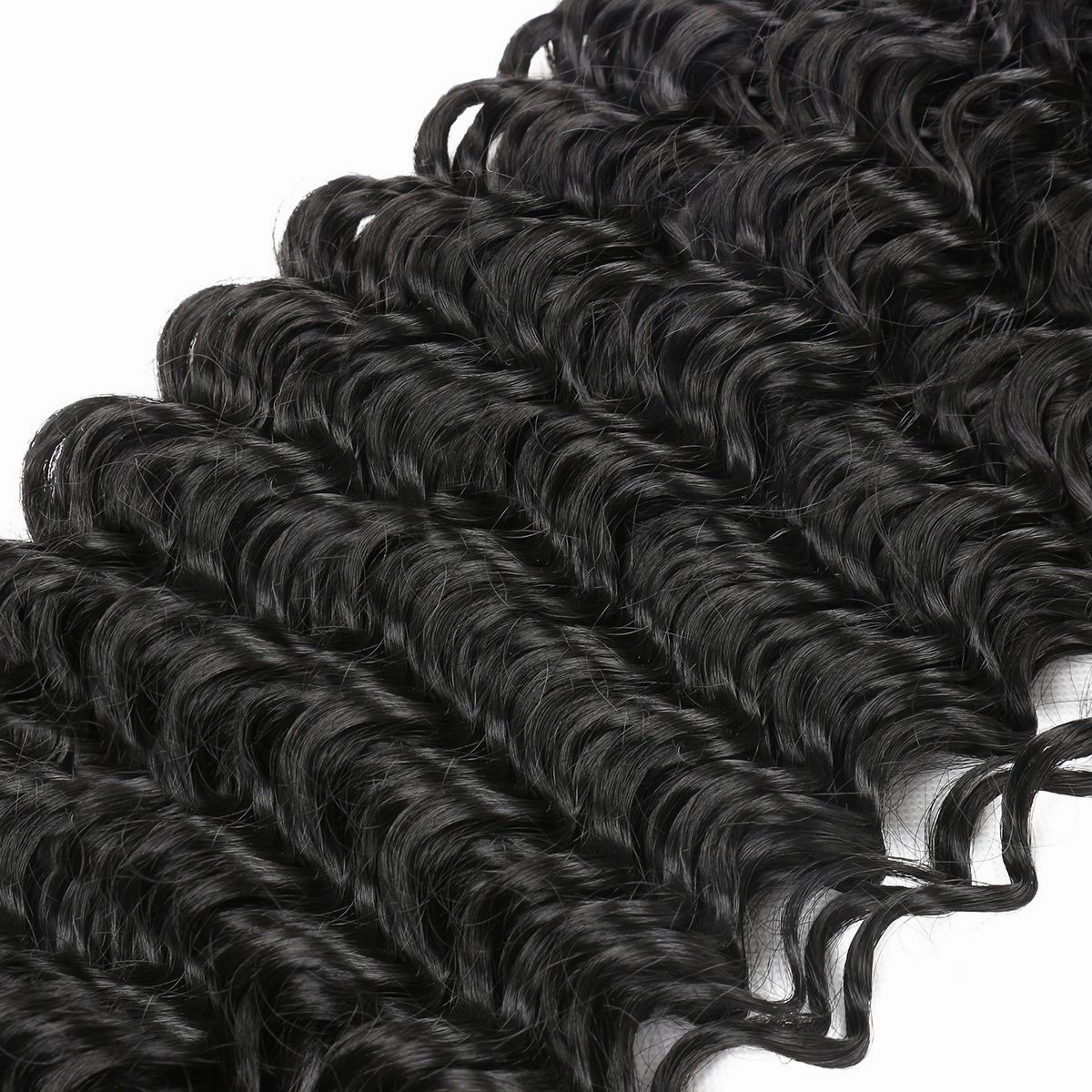 Synthetic Curly Clip in Hair Extensions Double Weft Full Head Deep Wave Hair Pieces Heat Resistance Thick Deep Wave Clip In 7 Pieces(24inches, #1B Natural Black)