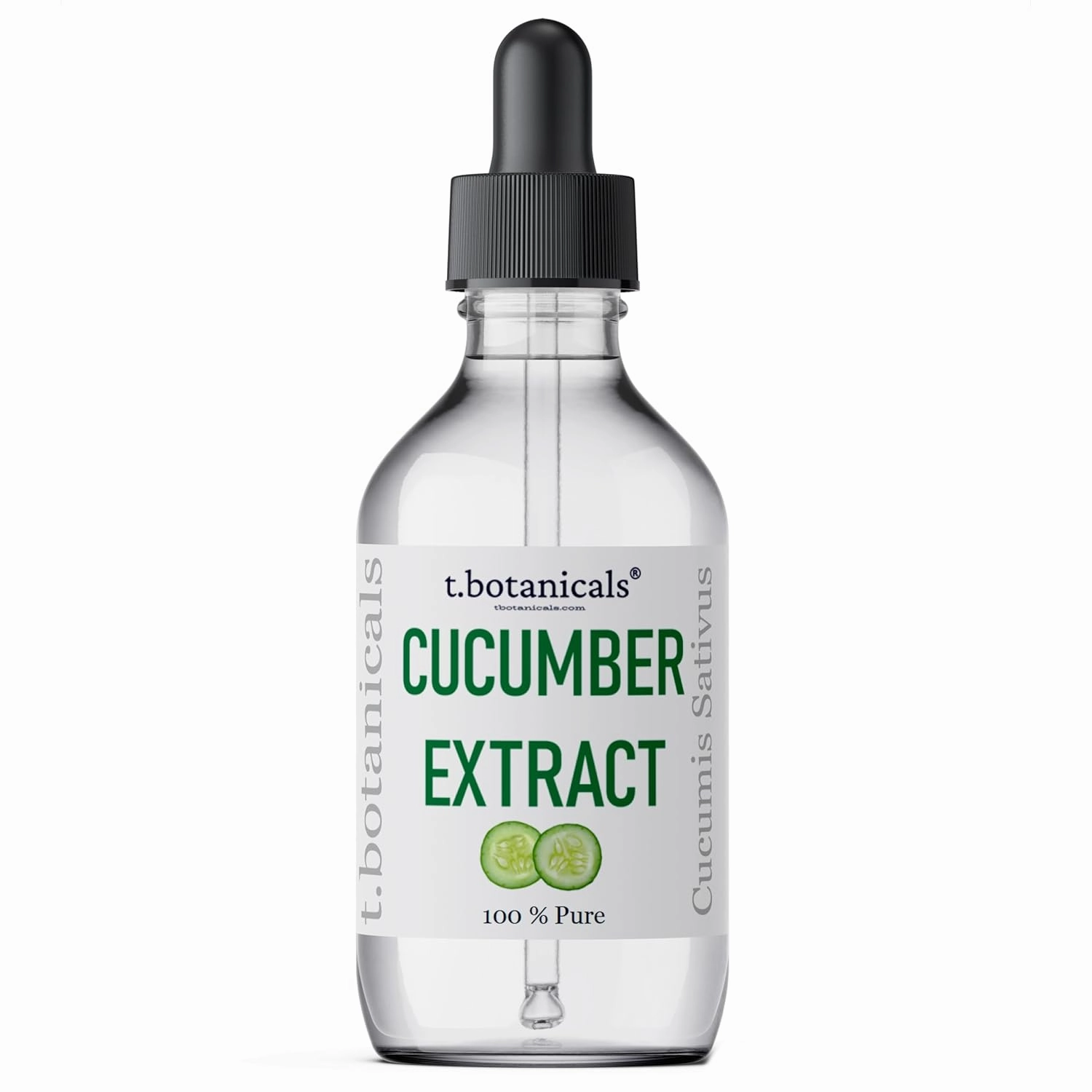 t.botanicals Pure Cucumber Extract Liquid Glycerite Alcohol Free Serum for Face Wash Mask Body Cosmetic Formulations and Skin Care Cream, Lotion, Shampoo, Conditioner Recipes (1 oz.)