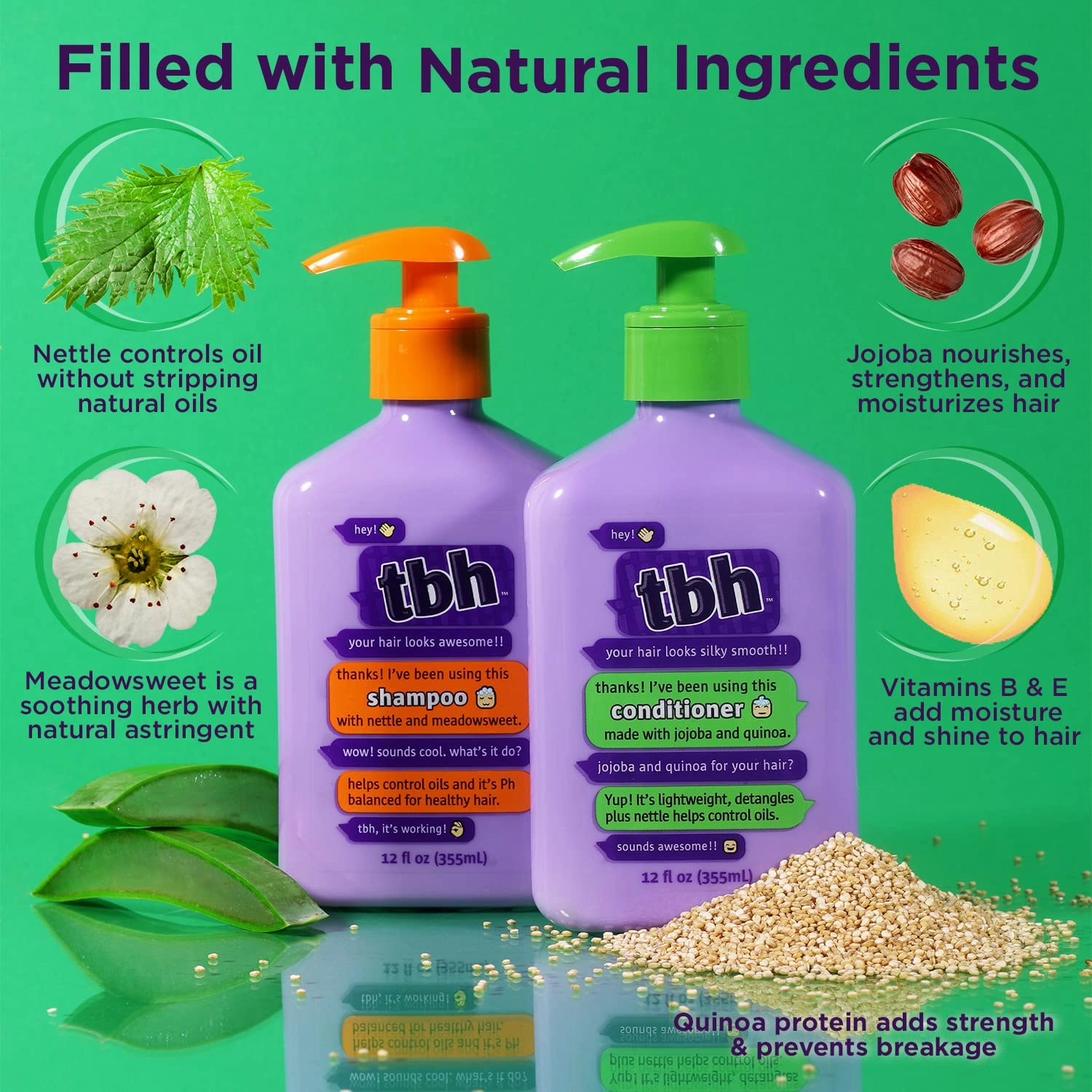 TBH Kids Shampoo - Shampoo for Oily Hair - Sulfate, Paraben Free - 12 oz (2 Pack)