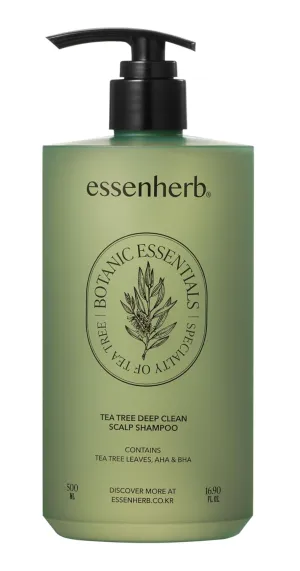Tea Tree Deep Clean Scalp Shampoo For Oily Hair | AHA & BHA Vegan Shampoo | mildly acidic pH 5-6, Made in Korea (16.90 fl oz, 500ml)