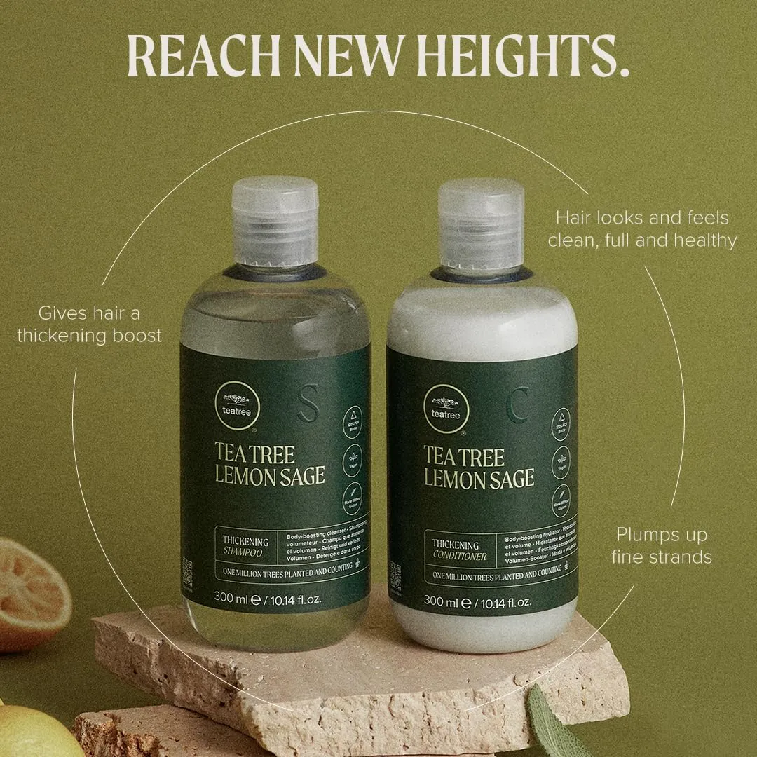 Tea Tree Lemon Sage Thickening Shampoo, Builds Body   Boosts Volume, For Fine Hair