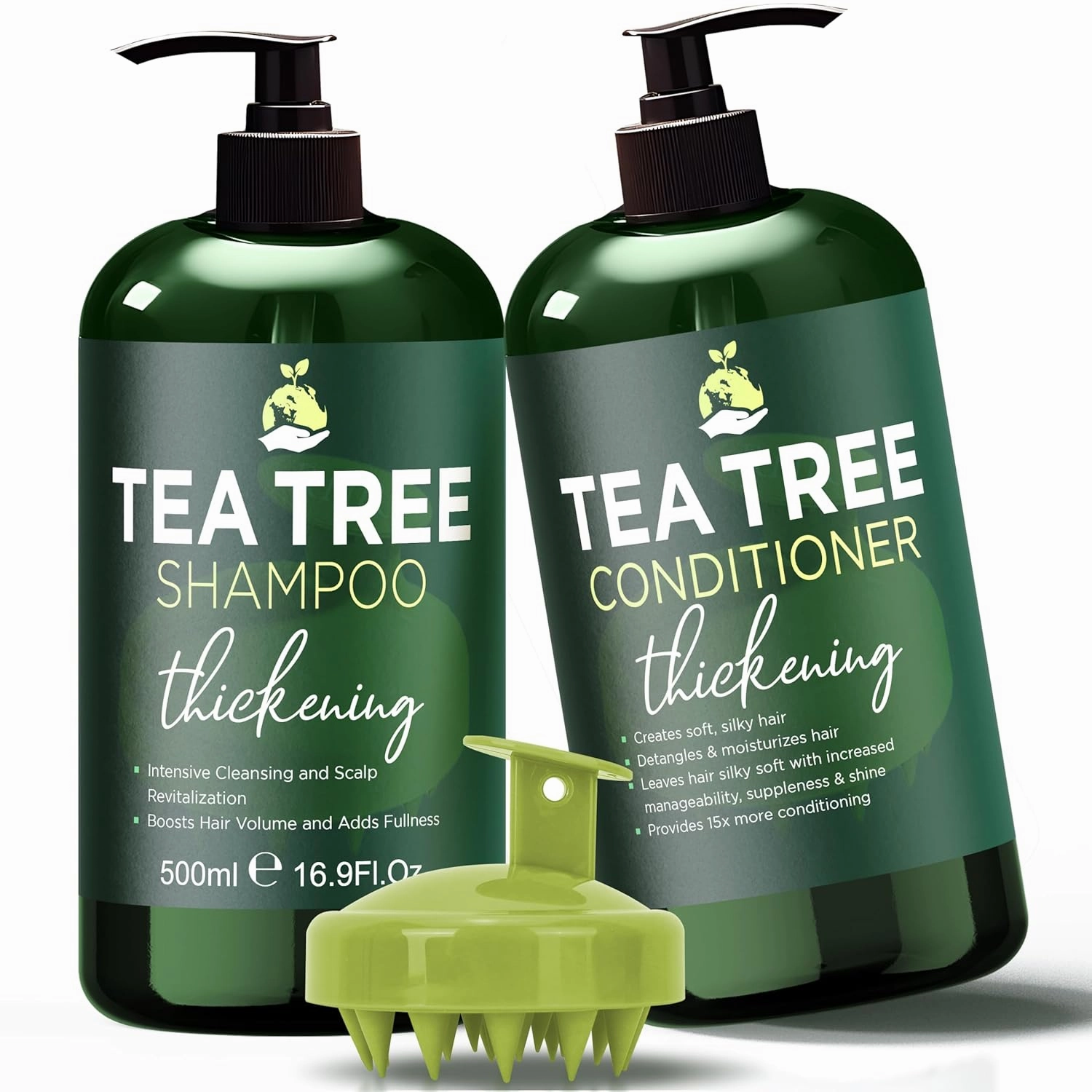 Tea Tree Shampoo & Conditioner Set | Thinning Hair Loss Treatments for Men and Women | Soothes Itchy Scalp & Dandruff | Boosts Hair Growth & Reduces Hair Loss | Sulfate & Paraben Free