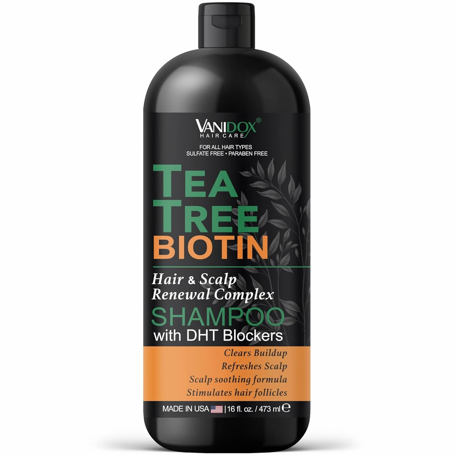 Tea Tree Shampoo with Biotin and 100% Pure Tea Tree Oil for Itchy and Dry Scalp - Sulfate and Paraben Free - Tea Tree Oil Shampoo - 16 fl. oz.