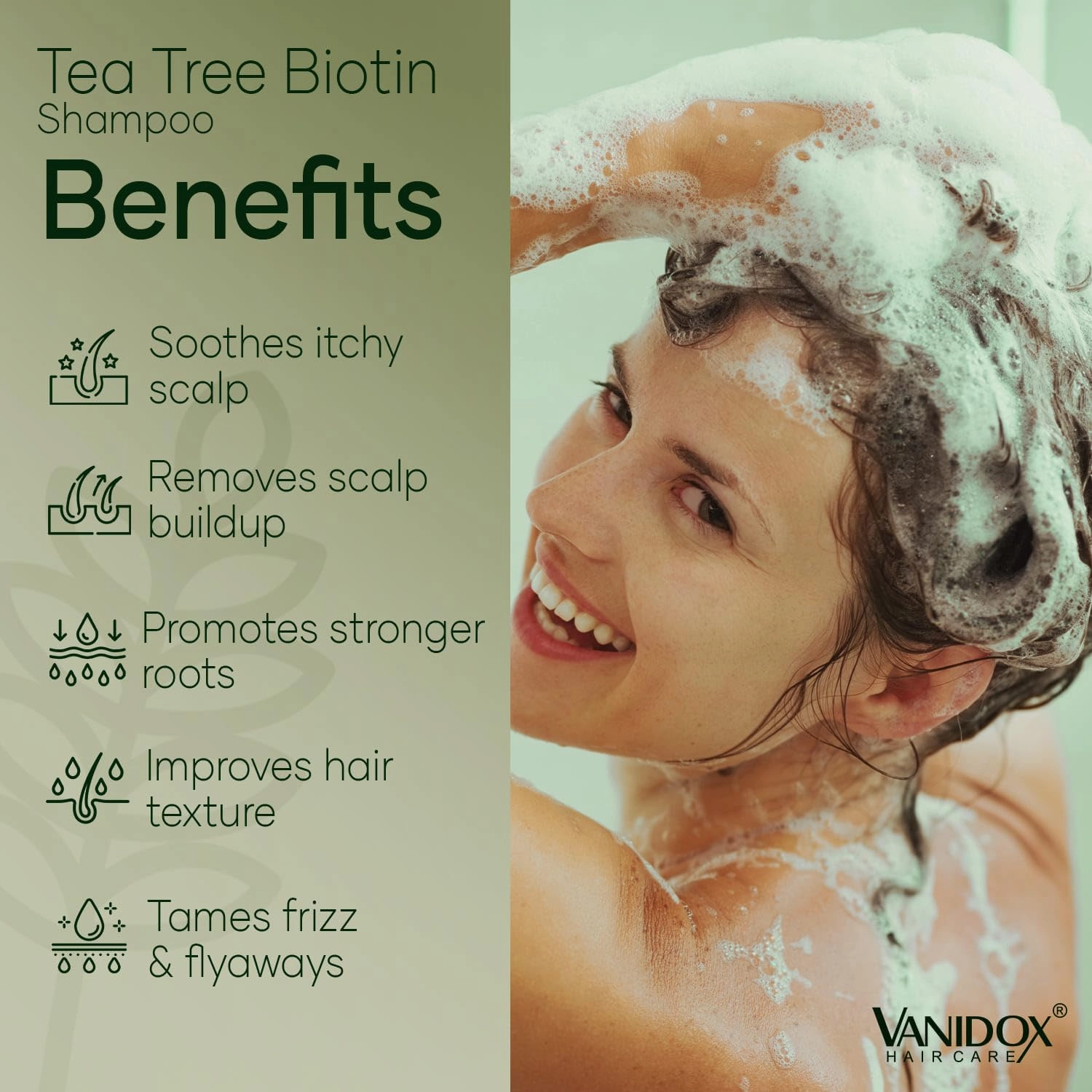 Tea Tree Shampoo with Biotin and 100% Pure Tea Tree Oil for Itchy and Dry Scalp - Sulfate and Paraben Free - Tea Tree Oil Shampoo - 16 fl. oz.