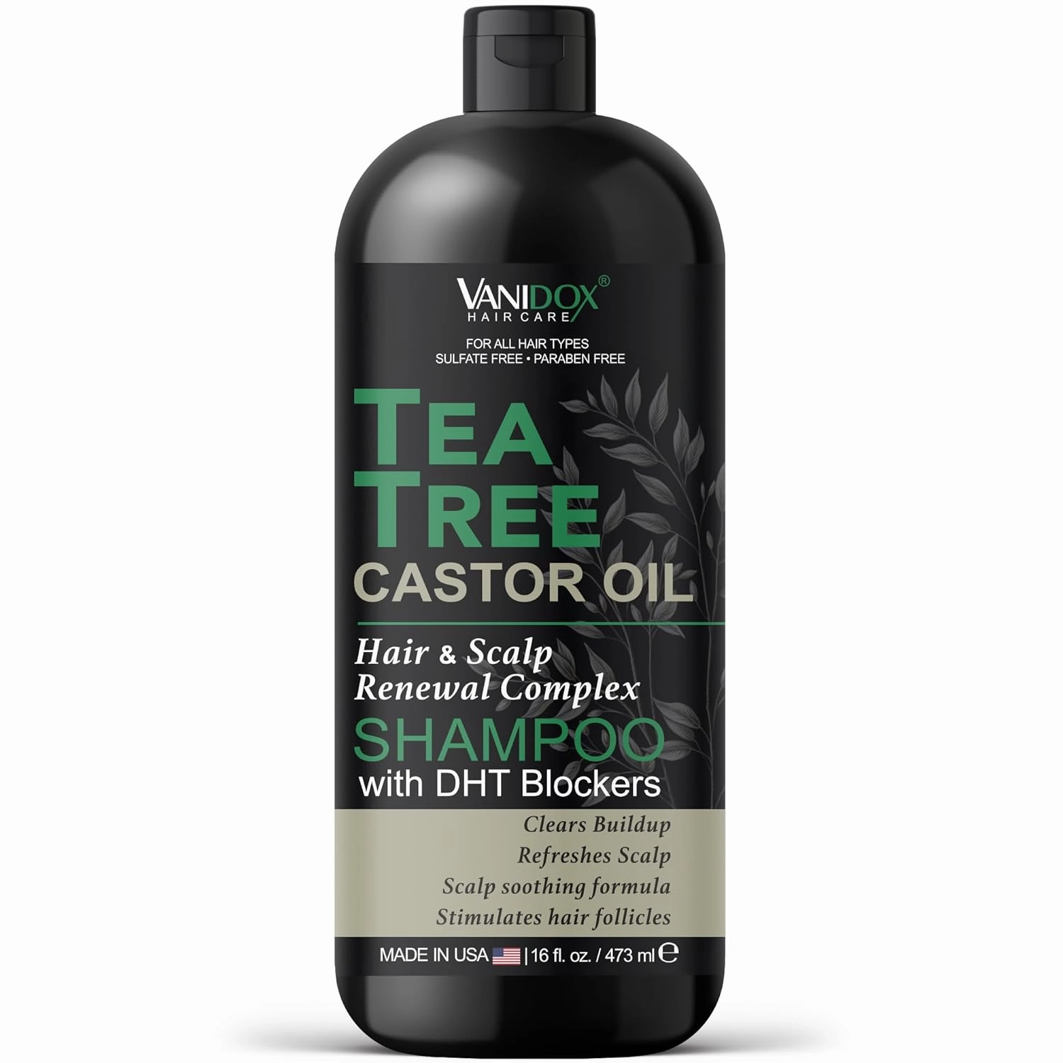 Tea Tree Shampoo with Castor Oil and 100% Pure Tea Tree Oil for Itchy and Dry Scalp - Sulfate and Paraben Free, Tea Tree Oil Shampoo - 16 fl. oz.