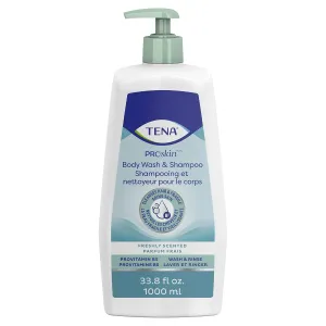 Tena Shampoo and Body Wash 1,000 mL Pump Bottle Unscented, 64343 - Case of 8