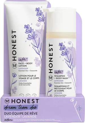 The Honest Company 2-in-1 Cleansing Shampoo   Body Wash and Face   Body Lotion Bundle | Gentle for Baby | Naturally Derived | Lavender Calm, 18.5 fl oz