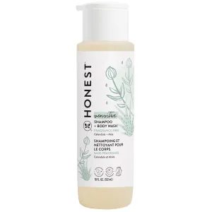 The Honest Company 2-in-1 Cleansing Shampoo   Body Wash for Sensitive Skin | Gentle for Baby | Naturally Derived, Tear-free, Hypoallergenic | Fragrance Free, 18 fl oz