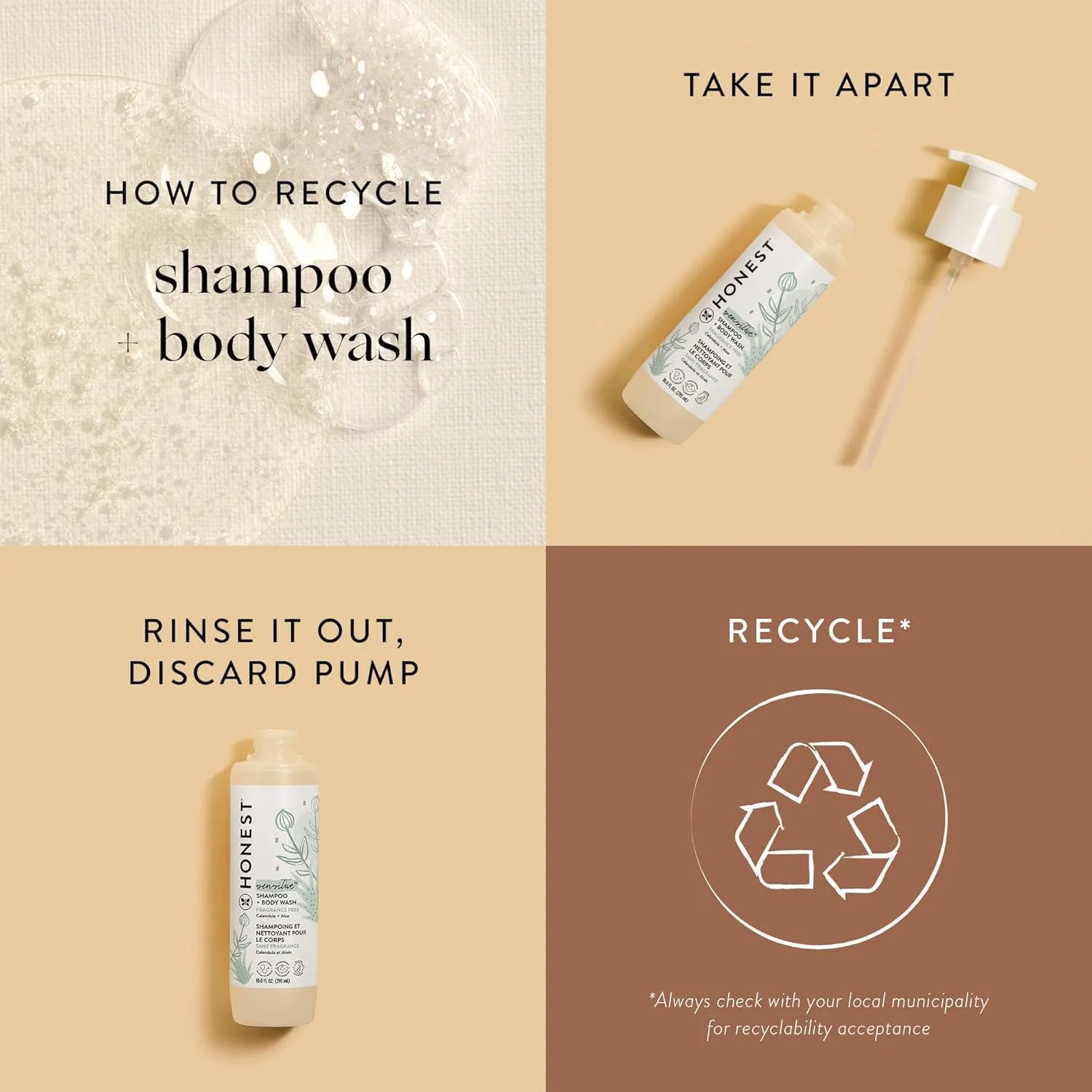 The Honest Company 2-in-1 Cleansing Shampoo   Body Wash for Sensitive Skin | Gentle for Baby | Naturally Derived, Tear-free, Hypoallergenic | Fragrance Free, 18 fl oz