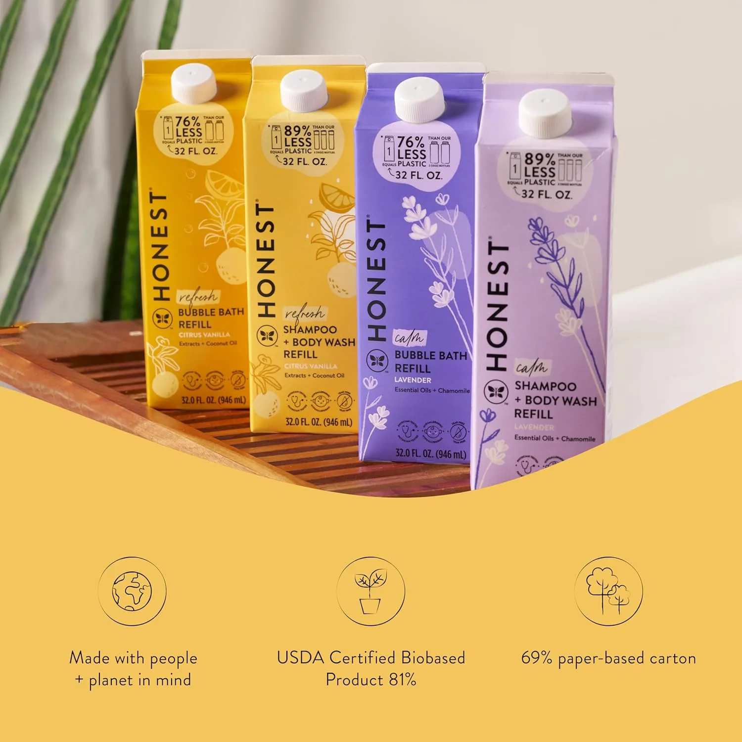 The Honest Company 2-in-1 Cleansing Shampoo   Body Wash Refill Carton | Gentle for Baby | Naturally Derived, Tear-free, Hypoallergenic | Citrus Vanilla Refresh, 32 fl oz