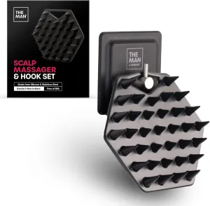 The Man Silicone Scalp Scrubber & Hook - Head Massager & Hair Brush for Men - Scalp Scrubber Exfoliator for Washing Hair - Reduces Dandruff & Stimulates Hair Growth - Men Shower Hair Brush (1 Set)
