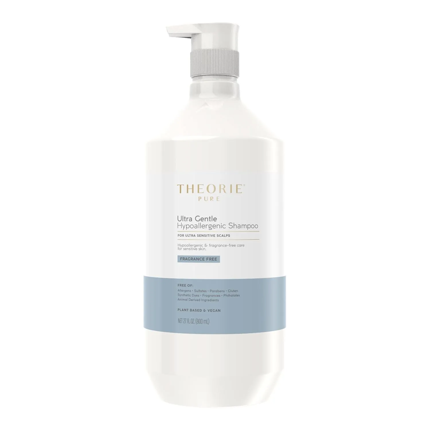 Theorie PURE Ultra Gentle Hypoallergenic Shampoo – Plant-Based & Vegan – Fragrance Free – Designed for Delicate Scalps – Pump Bottle – 27 fl oz (1 Pack)