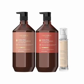 Theorie Amber Rose Luxury Set- Shampoo, Conditioner & Serum- Refresh & Hydrate, Irresistible Scent of Rose, Jasmine & Amber, Suited For All Hair Types-Color & Keratin Treated Hair