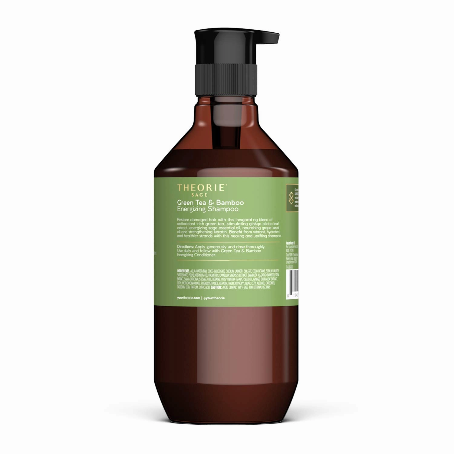 Theorie Green Tea & Bamboo Energizing Shampoo - Invigorate & Strengthen, Irresistible Scent of Green Tea, Jasmine, Amber & Cypress - For Damaged & Dull Hair - Color & Keratin Safe - 400mL