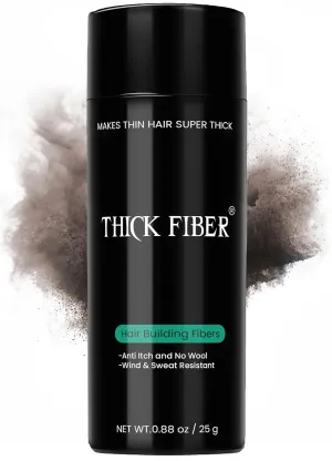 THICK FIBER Hair Fibers for Thinning Hair & Bald spots (DARK BROWN) - 25g Bottle - Conceals Hair Loss in Seconds - Hair Powder for Women & Men