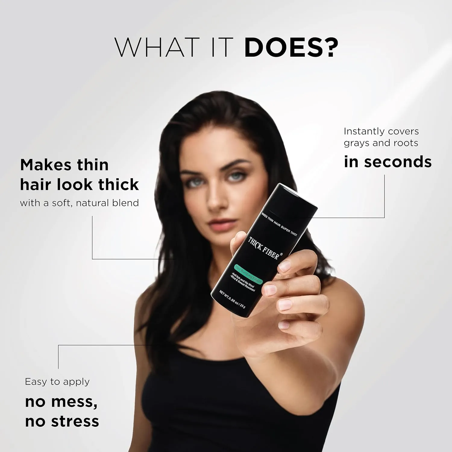 THICK FIBER Hair Fibers for Thinning Hair & Bald spots (DARK BROWN) - 25g Bottle - Conceals Hair Loss in Seconds - Hair Powder for Women & Men