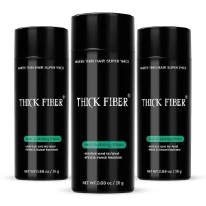 THICK FIBER Hair Fibers for Thinning Hair & Bald Spots (DARK BROWN, Pack of 3) - 25g Bottle - Conceals Hair Loss in Seconds - Hair Powder for Women & Men