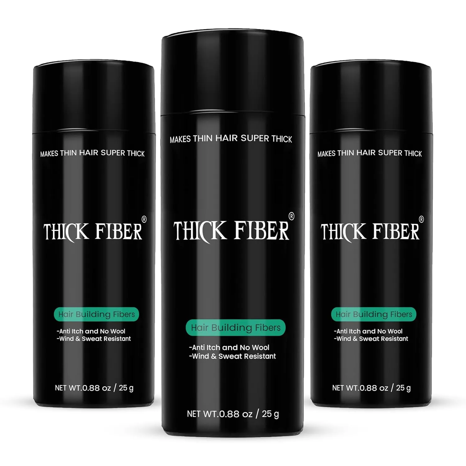 THICK FIBER Hair Fibers for Thinning Hair & Bald Spots (DARK BROWN, Pack of 3) - 25g Bottle - Conceals Hair Loss in Seconds - Hair Powder for Women & Men