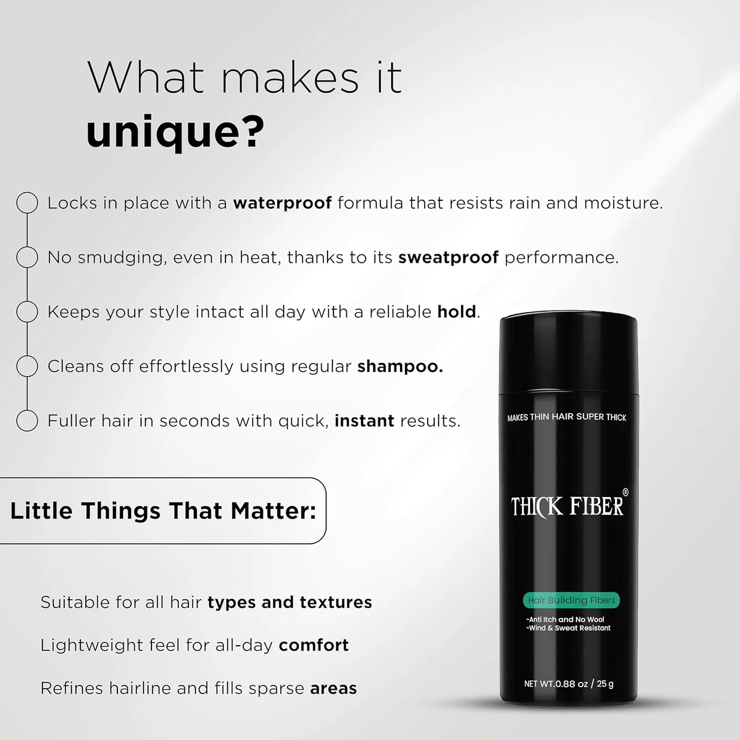 THICK FIBER Hair Fibers for Thinning Hair & Bald Spots (DARK BROWN, Pack of 3) - 25g Bottle - Conceals Hair Loss in Seconds - Hair Powder for Women & Men