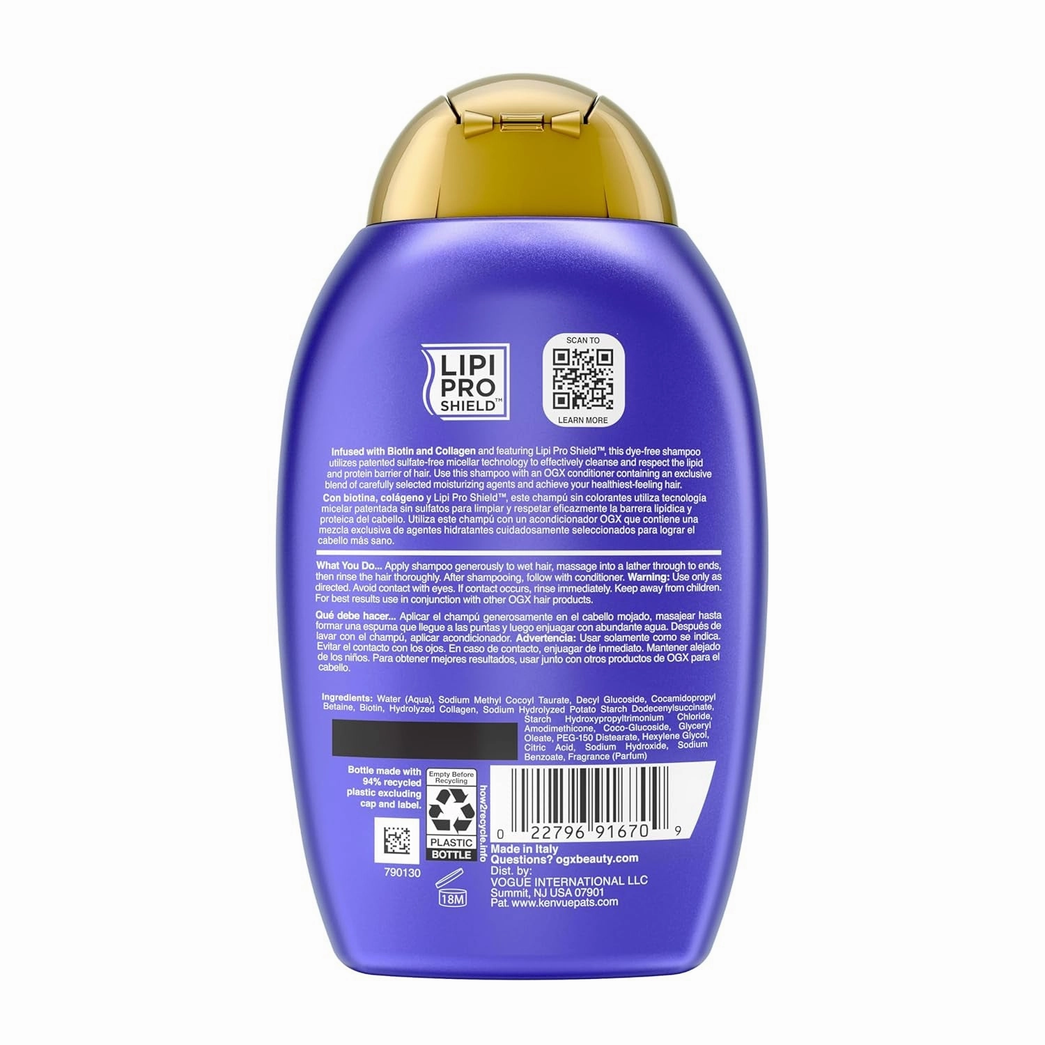 Thick & Full   Biotin & Collagen Volumizing Shampoo, Nutrient-Infused Hair Shampoo with Vitamin B7 Biotin Gives Hair Volume & Body for 72  Hours, Sulfate-Free Surfactants, 13 Fl. Oz