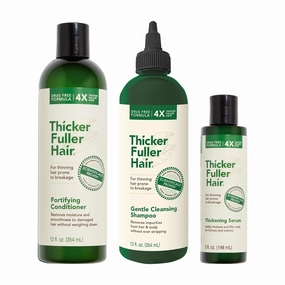 Thicker Fuller Hair Set - Cleansing Shampoo - Fortifying Conditioner - Thickening Serum - Gentle Shampoo Formula - Hair Smoothing Conditioner - Fights Breakage - 3 pc