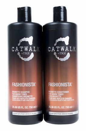 TIGI Catwalk Shampoo and Conditioner, Fashionista Brunette, 25.36 Fluid Ounce, White