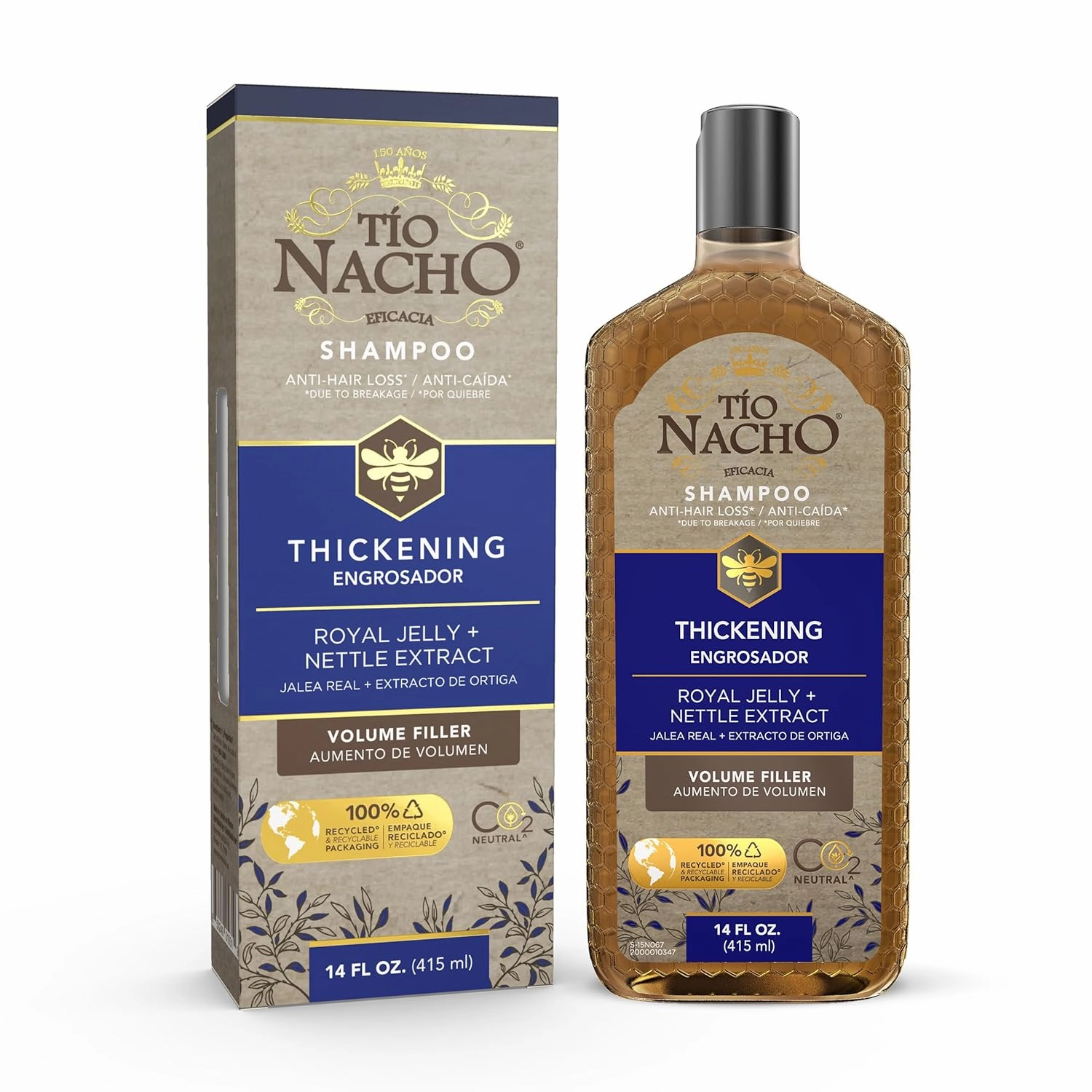 Tio Nacho Anti Hair Loss Thickening Volume Filler Shampoo with Royal Jelly, 14 Ounces (Pack of 12)