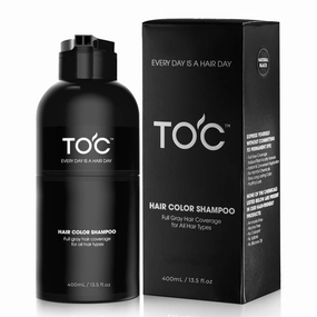 TOC Natural Black Hair Dye Shampoo 3 in 1, Natural Herbal for Women Men, Hair Color For Gray Hair Coverage, Root Cover Up, Long-lasting Color Up To 3-4 Weeks, Instantly In 10 Minutes - 200 Ml
