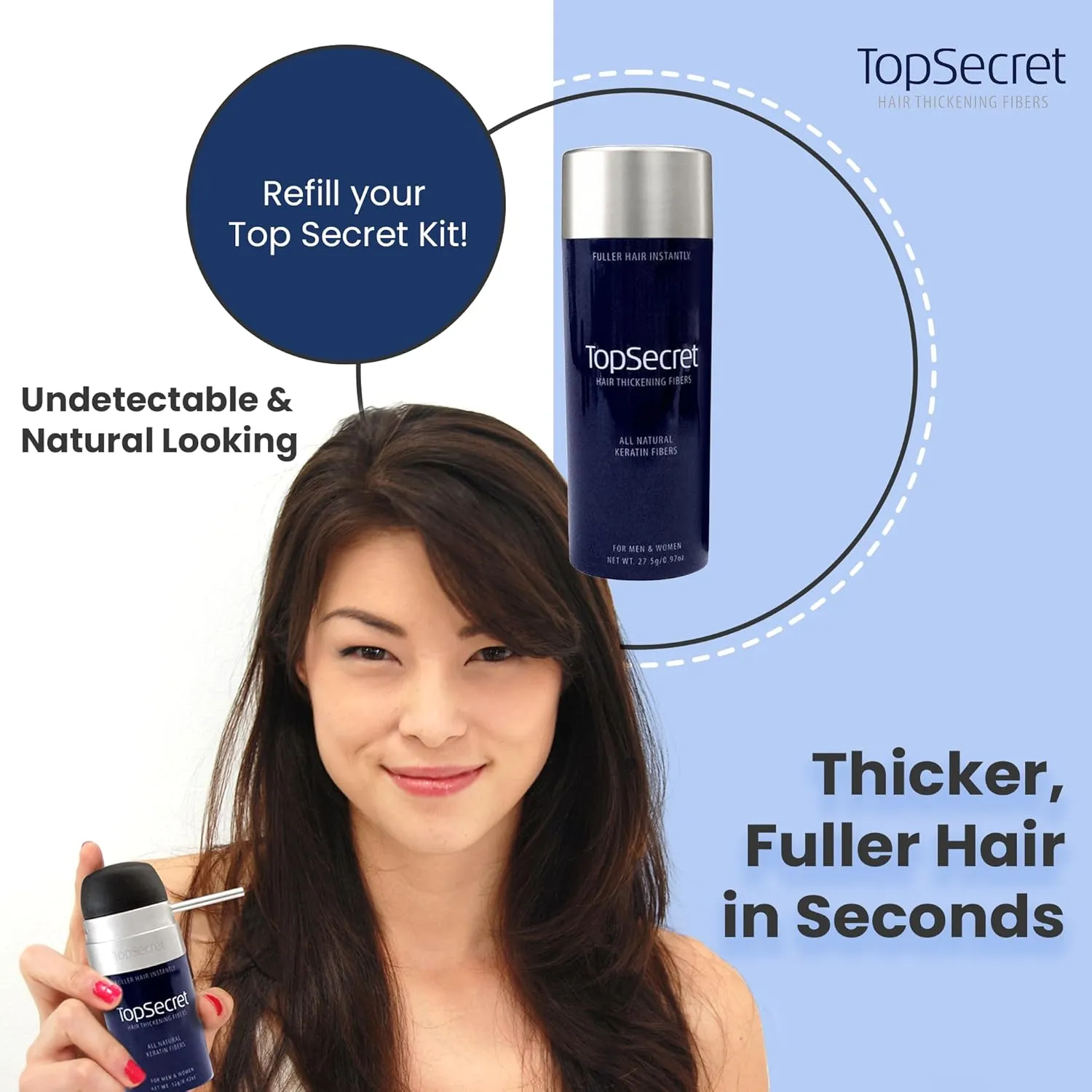 Top Secret Hair Thickening Building Fibers Refills - Undetectable & Natural Hair Filler - for Men & Women - Instantly Fill In Fine Thinning Hair - Weather & Sweat Resistant (Light Blonde, Travel)