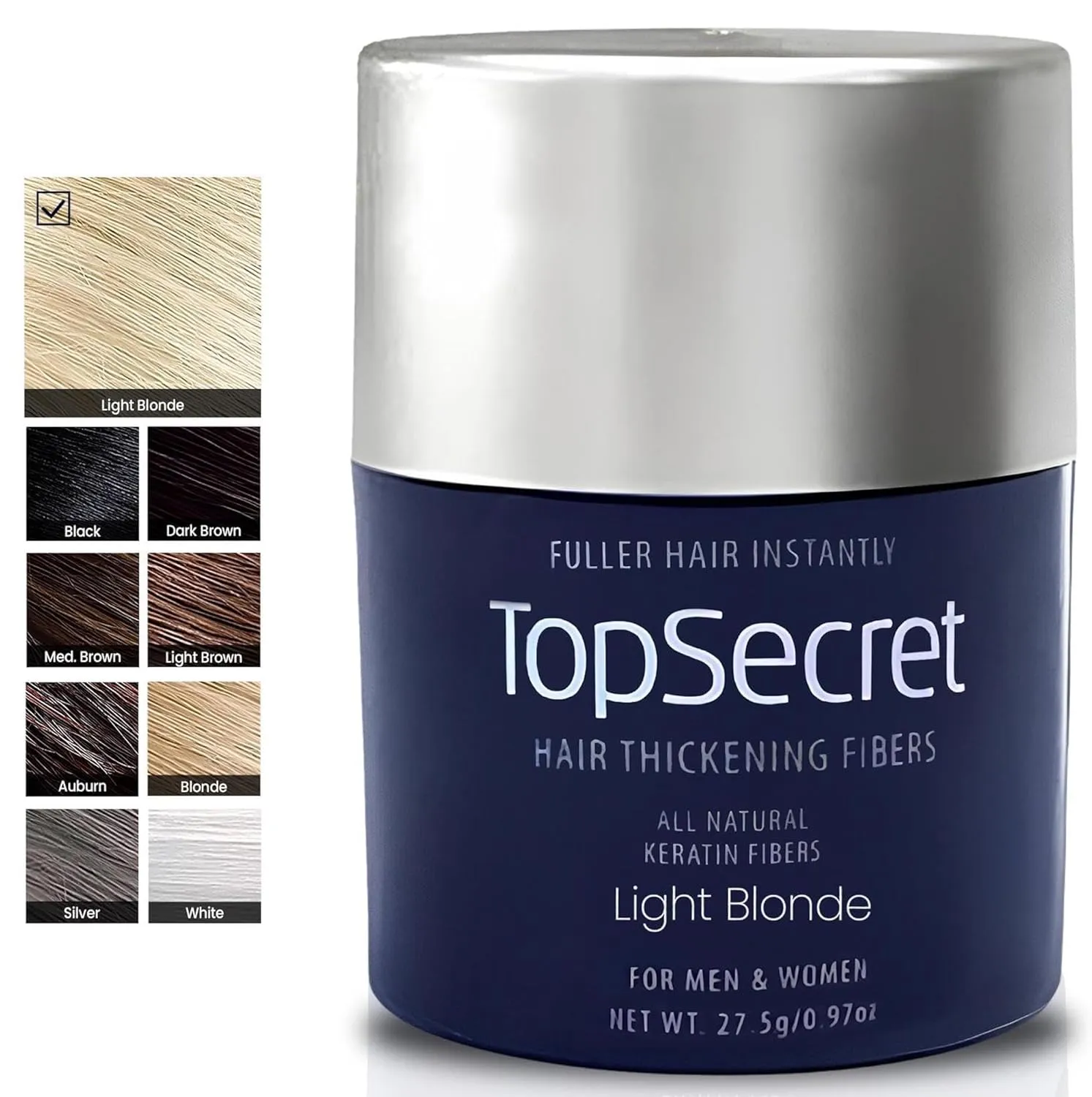 Top Secret Hair Thickening Building Fibers Refills - Undetectable & Natural Hair Filler - for Men & Women - Instantly Fill In Fine Thinning Hair - Weather & Sweat Resistant (Light Blonde, Travel)