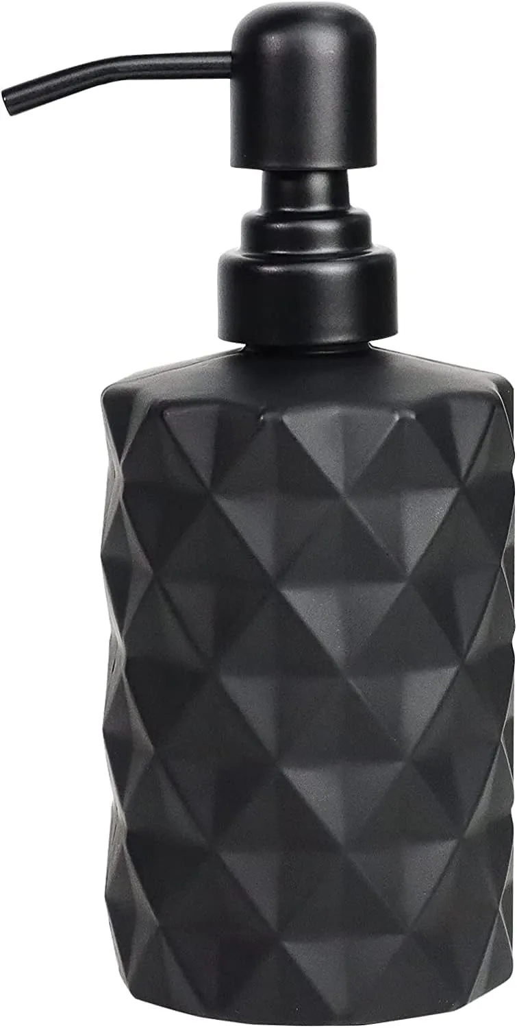 Topsky Glass Soap Dispenser with Plastic Pump, Liquid Hand Soap Dispenser, Rustproof Pump for Kitchen & Bathroom, Great for Lotions, Essential Oil, Liquid Soaps (Black-1)