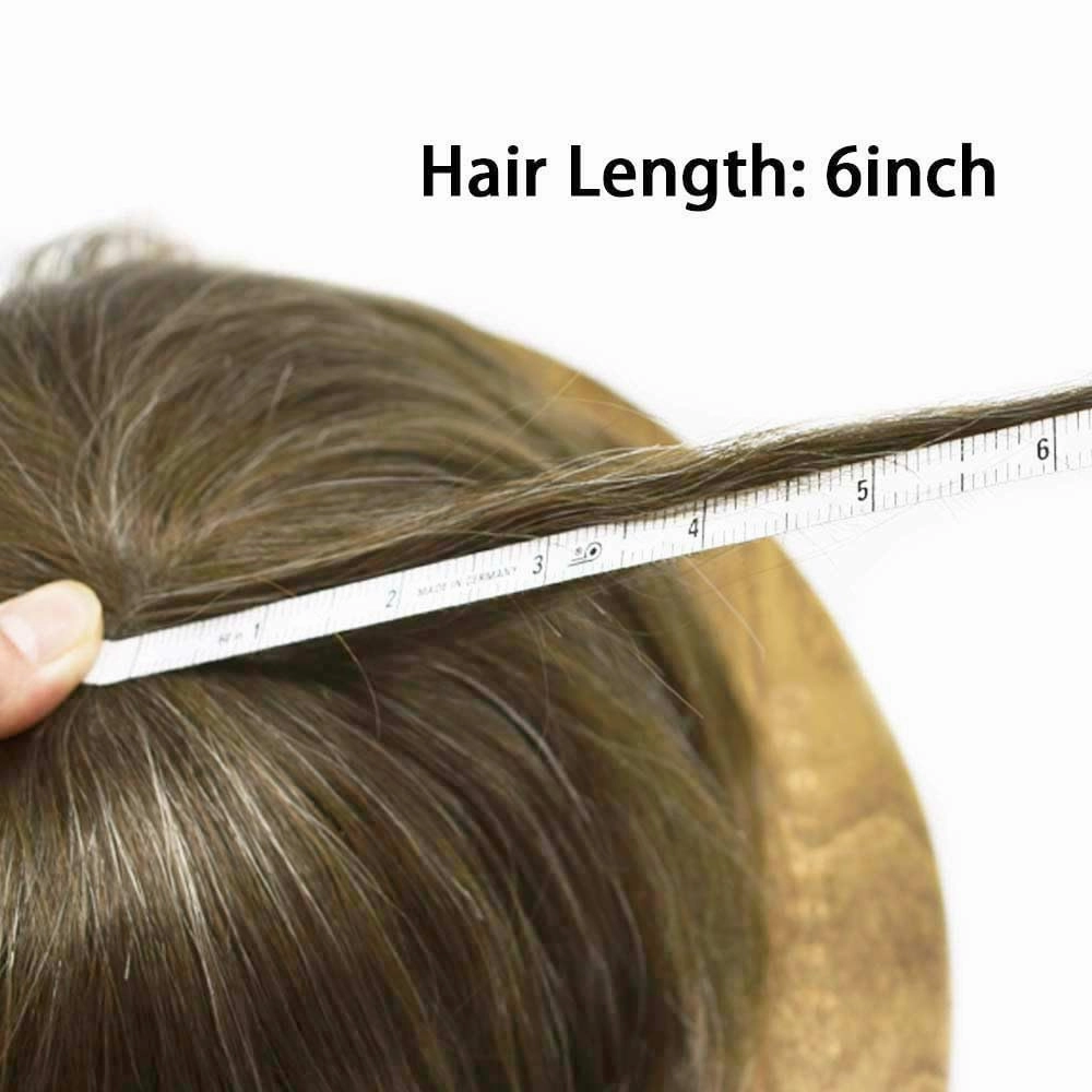 Toupee For Men Hair Replacement System Real Human Hair Piece For Men Swiss Lace Mens Toupee Hair System For Men 8x10 100% light to medium density#1730 17# DARK ASH BLONDE 30% GREY