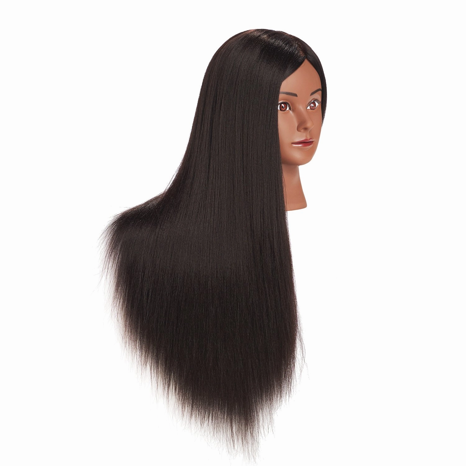 Traininghead 26"-28" Mannequin Head Hair Styling Training Practice Head Manikin Cosmetology Doll Head Synthetic Fiber Hair Hairdressing Training Model with Free Clamp Stand