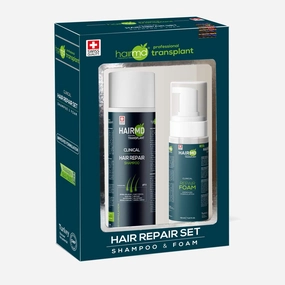 Transplant Hair Regrowth Set - 250ml Regenerating Shampoo, 150ml Repair Foam with Biotin, Keratin, Saw Palmetto for All Hair Types