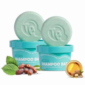 Tree Bottle Shampoo Bar - Peppermint Essential Oils for Nourishing, Strengthening and volumizing - Plastic-Free Solid Shampoo Bar - Frizz Control - Cruelty-Free Formula - 9oz (Pack of 2)