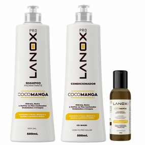 Tropical Luster Hair Kit – Lanox Coconut Mango Shampoo 500ml   Conditioner 500ml   Hair Oil Elixir 60ml – Shine, Moisture & Frizz Control for All Hair Types