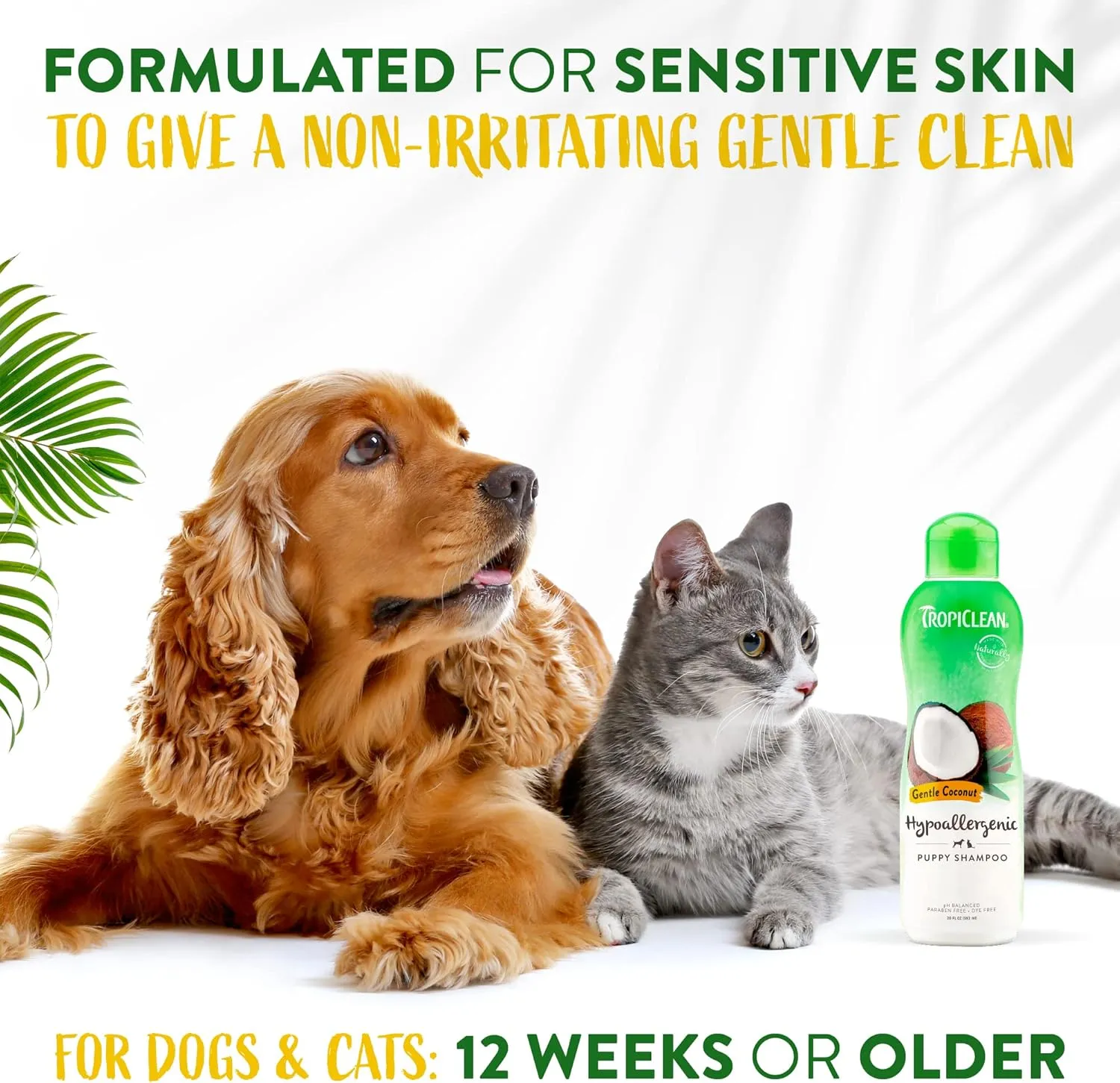 TropiClean Gentle Puppy Shampoo, Dog Shampoo for Allergies & Sensitive Skin, Made in USA, Gentle Coconut Scent, Safe for Cats & Kittens, 20oz