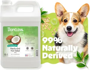 TropiClean Oatmeal Dog Shampoo for Itchy Skin Relief, Professional Dog Shampoo, Soothing Medicated Itch Relief, Puppy Safe, Made in USA, 1 Gallon