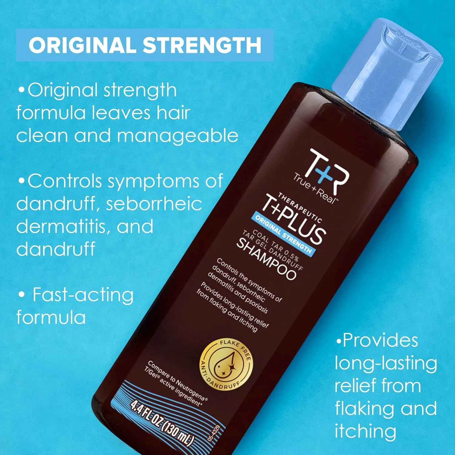 True Real Coal Tar Therapeutic Plus Tar Gel Anti-Dandruff Shampoo Original Strength 0.5% Coal Tar, 16 Fl Oz, Pack of 2