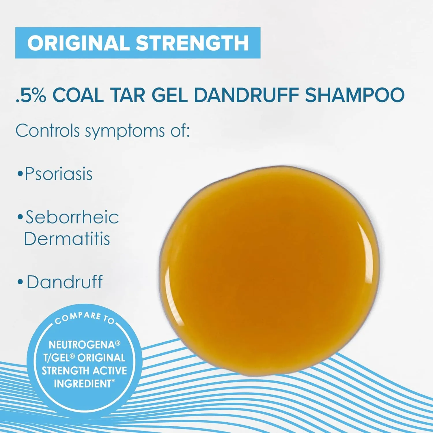 True Real Coal Tar Therapeutic Plus Tar Gel Anti-Dandruff Shampoo Original Strength 0.5% Coal Tar, 16 Fl Oz, Pack of 2