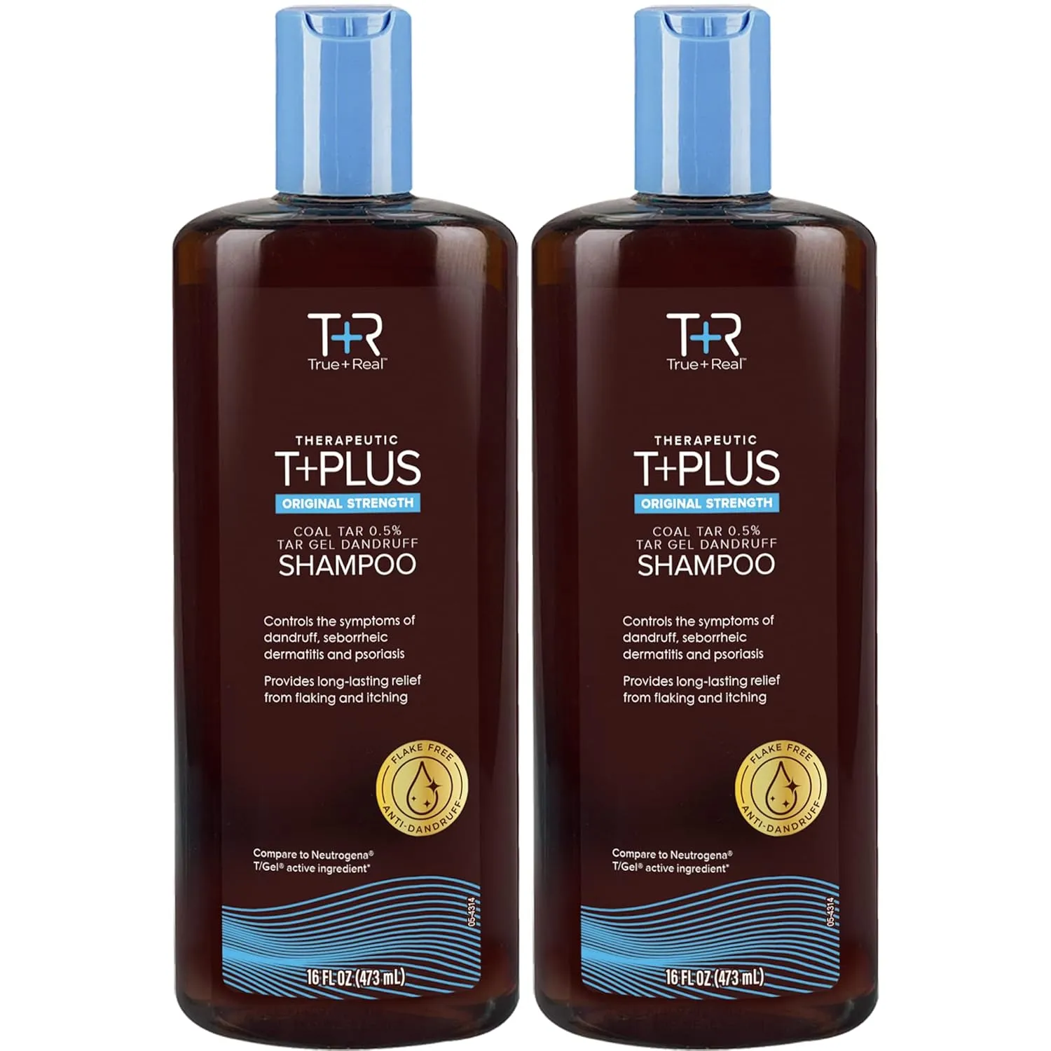 True Real Coal Tar Therapeutic Plus Tar Gel Anti-Dandruff Shampoo Original Strength 0.5% Coal Tar, 16 Fl Oz, Pack of 2