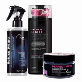 TRUSS Perfect Hair Mask with Collagen, Keratin & Hyaluronic Acid - Deep Conditioning Hair Treatment Bundle with Perfect Shampoo Alexandre Herchcovitch and Deluxe Prime Hair Treatment