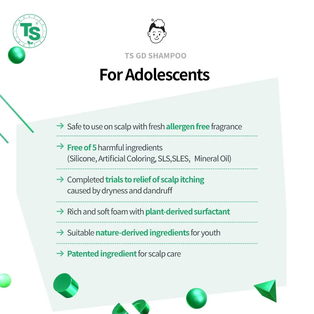 TS GD Shampoo for Dandruff & Itchy Scalp (14.1 Oz) For Youth & Teens | Treatment for Adolescents | Allergen free | Silicone,SLS,SLES Free (GD Shampoo, 14.1 Oz)