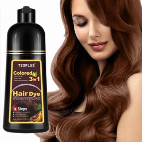 TSSPLUS Professional Herbal Hair Color and Dye Shampoo - Instant Black for Men (Light Brown)
