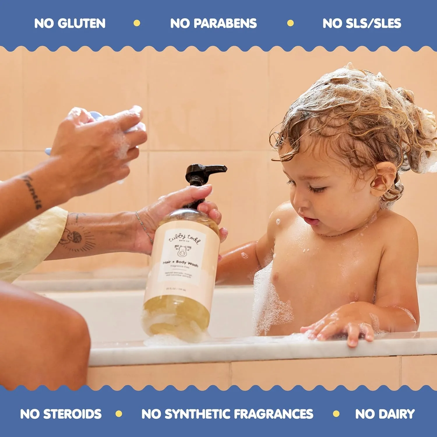 TUBBY TODD Hair   Body Wash - Baby Shampoo and Body Wash - Gentle, Natural Baby Was for Newborns, Babies, and Toddlers - Non-Toxic and Hypoallergenic - Lavender Rosemary, 2 Pack, 8.5oz & 25oz