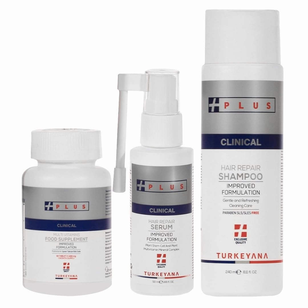 TURKEYANA PLUS Hair Growth & Repair Set - 1 Month Supply of Clinical Serum, Multivitamins, Shampoo for Enhanced Hair Health & Vitality, Paraben-Free, Unisex Adult