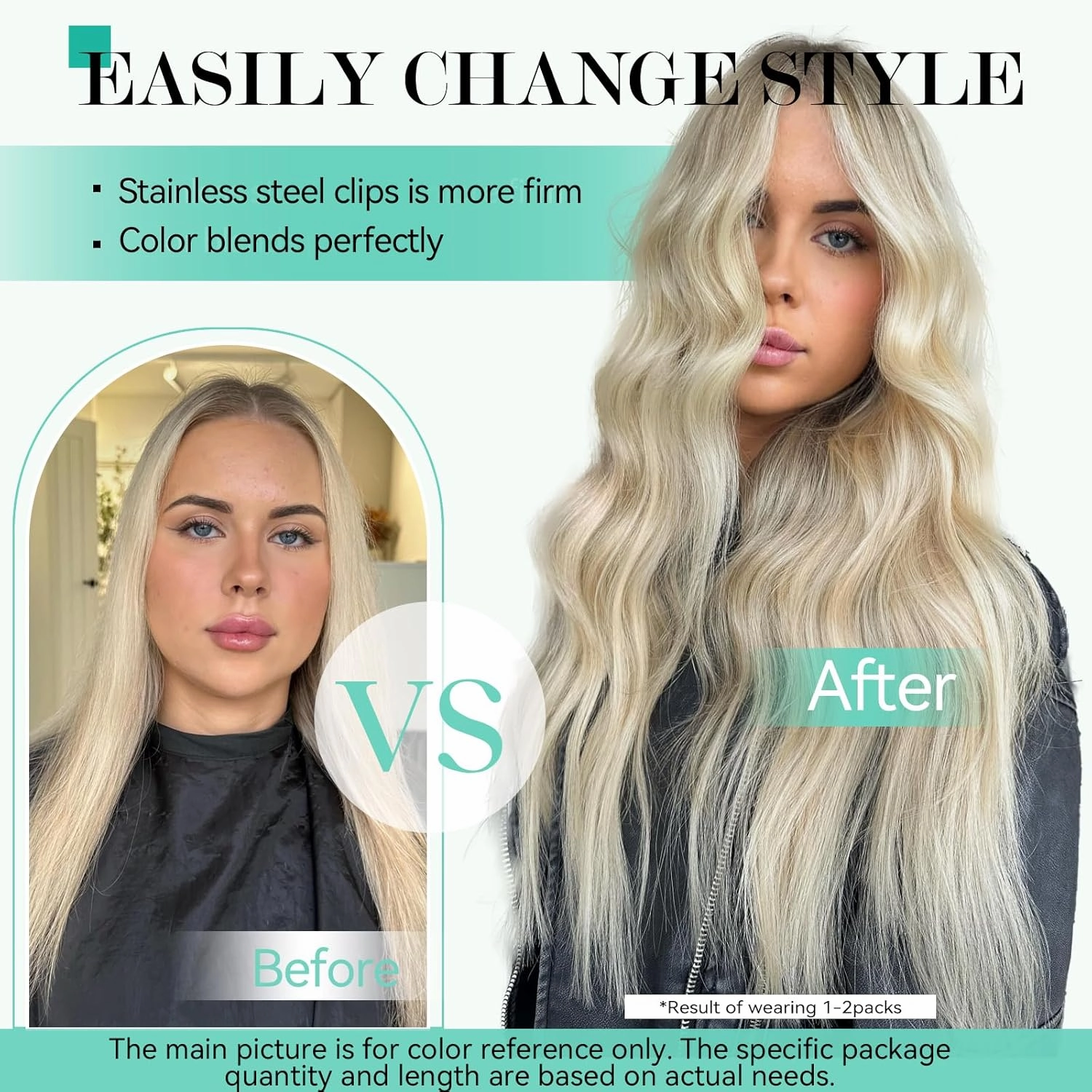 Ukira Ash Blonde Hair Extensions Real Human Hair, 18 Inch 70g 7pcs 18/613 Mixed Bleach Blonde Clip in Hair Extensions Human Hair, Soft Natural Straight Remy Human Hair Clip in Extensions for Women