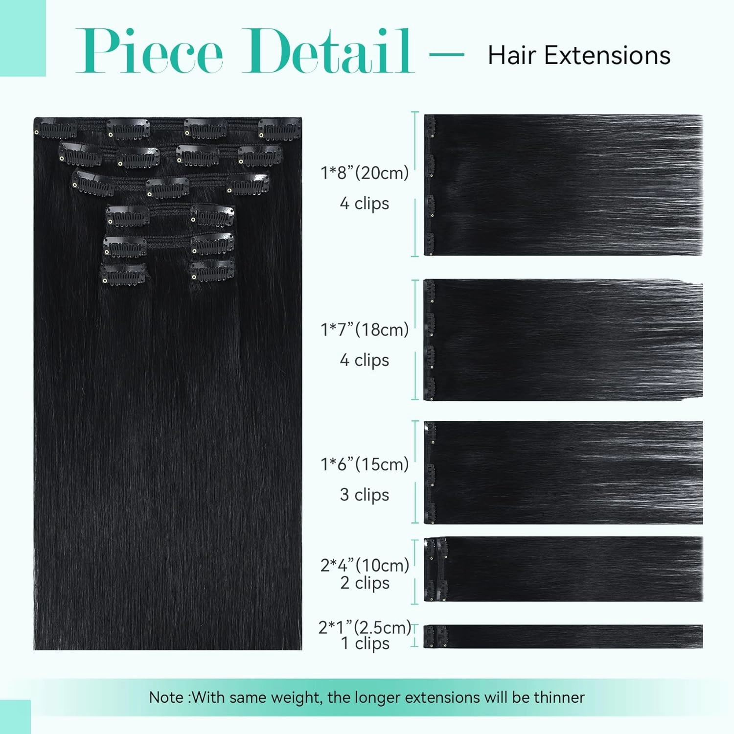 Ukira Black Clip in Hair Extensions Real Human Hair, 12 Inch 100g 7pcs #1 Jet Black Hair Extensions Real Human Hair, Soft Straight Remy Human Hair Clip in Extensions for Women