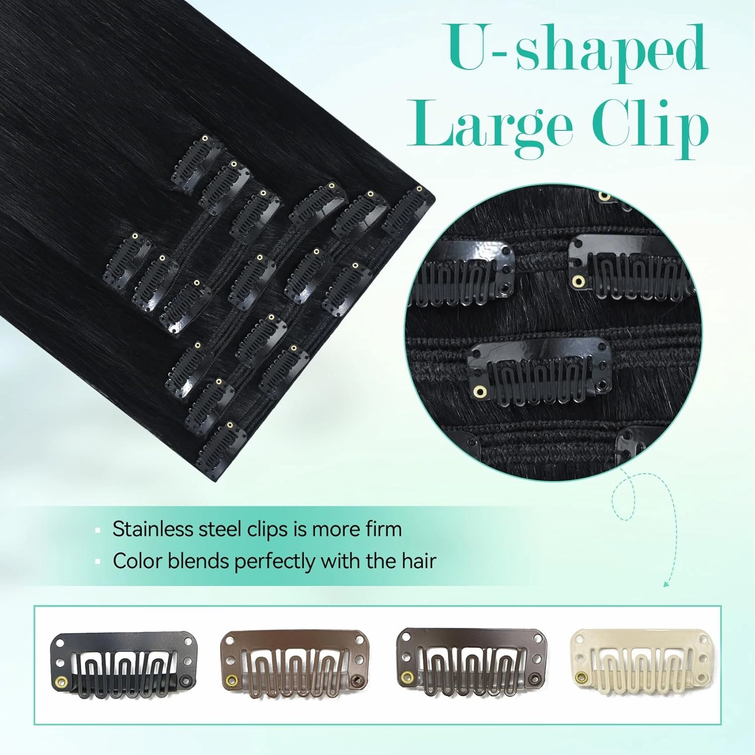 Ukira Black Clip in Hair Extensions Real Human Hair, 12 Inch 100g 7pcs #1 Jet Black Hair Extensions Real Human Hair, Soft Straight Remy Human Hair Clip in Extensions for Women