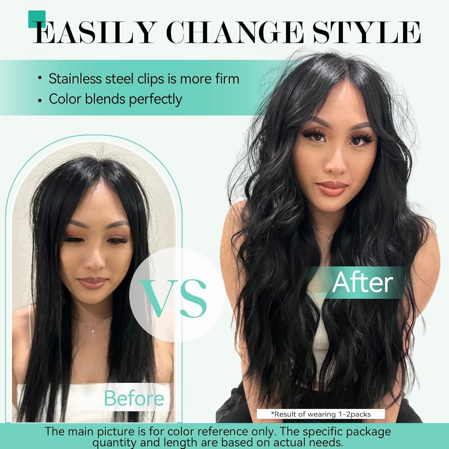 Ukira Black Hair Extensions Real Human Hair, 22 Inch 70g 7pcs Natural Black Human Hair Clip in Extensions, Soft Straight Remy Human Hair Clip in Hair Extensions Black Women